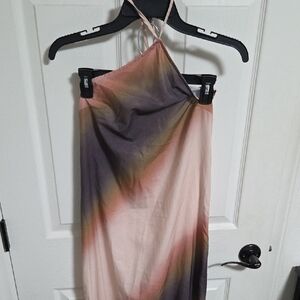 SHEIN Pink Gradient One-Shoulder Slip Dress